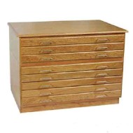 10 Drawer Oak Flat File with Top and Base