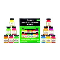 Angelus Acrylic Leather Paint 1 oz. Neon Set of 12