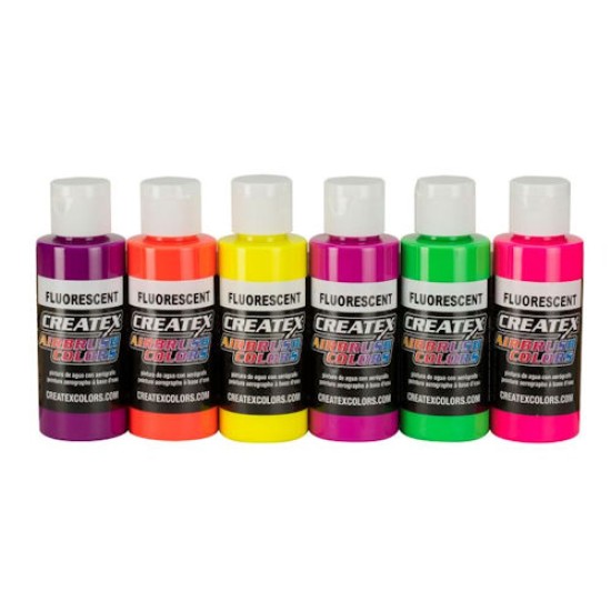 Createx Airbrush Colors Fluorescent Set of 6  2 oz.