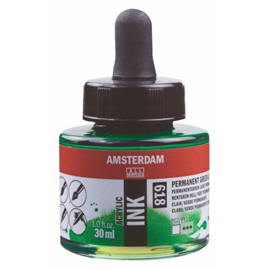Amsterdam Acrylic Ink 30 ml. Permament Green Lt.