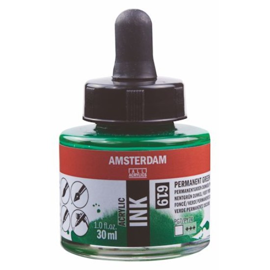 Amsterdam Acrylic Ink 30 ml. Perm.Green Deep