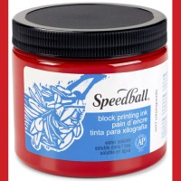 Speedball Water Soluble Block Ink 16 oz Red