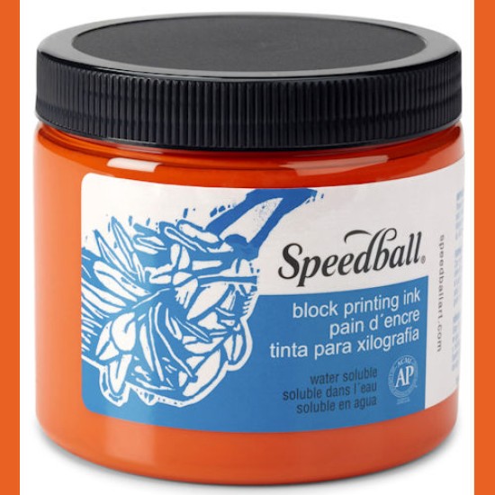 Speedball Water Soluble Block Ink 16 oz Orange