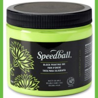 Disc Speedball Water Soluble Block Ink 16 oz Fluorescent Green