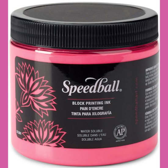 Disc Speedball Water Soluble Block Ink 16 oz Fluorescent Hot Pink