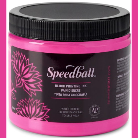 Disc Speedball Water Soluble Block Ink 16 oz Fluorescent Magenta