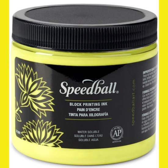 Disc Speedball Water Soluble Block Ink 16 oz Fluorescent Yellow