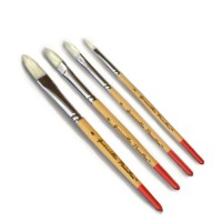 Guerrilla Painter Short Handled Filberts Bristle Brush 4 pc Set