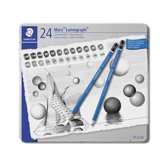 Disc Staedtler Mars Lumograph Graphite Pencil Set of 24 (12B - 10H)