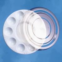 10 Well Round Plastic Palette with Lid