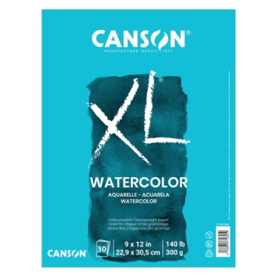 Canson XL Series: Watercolor 30 Sheet Pad 140lb/300gsm 9