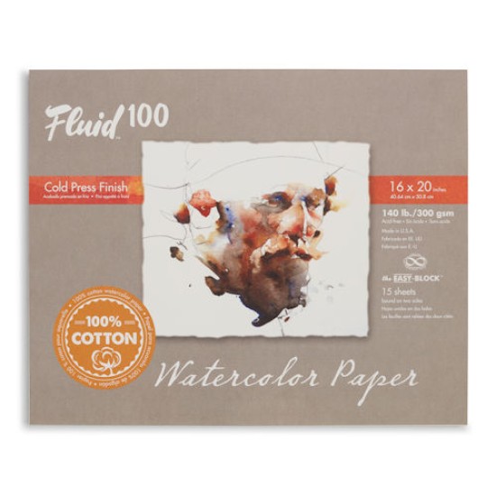 Fluid 100 Watercolour Block 140 lb. 100% Cotton Cold Press 16