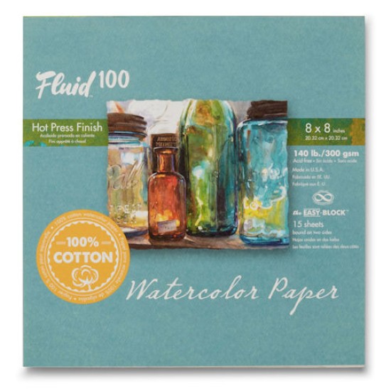 Fluid 100 Watercolour Block 140 lb. 100% Cotton Hot Press 8