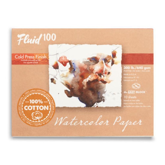 Fluid 100 Watercolour Block 300 lb. 100% Cotton Cold Press 4