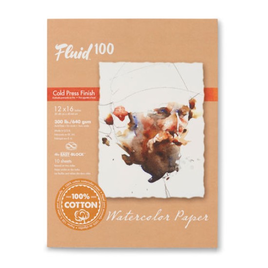 Fluid 100 Watercolour Block 300 lb. 100% Cotton Cold Press 12
