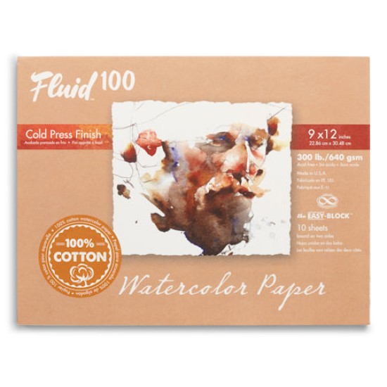 Fluid 100 Watercolour Block 300 lb. 100% Cotton Cold Press 9
