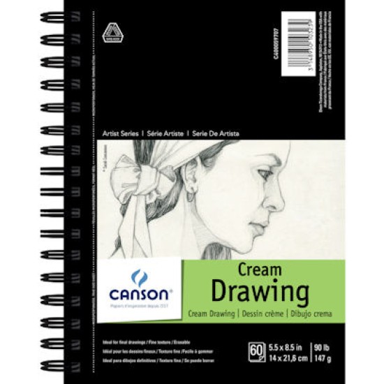 Canson Artist Cream Drawing Pad Side Wire 60 Sheet 5.5