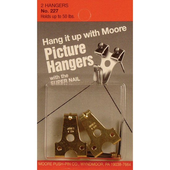 Disc Moore Adehsive Push-Pin Picture Hangers Holds up to 50lbs 2/pk